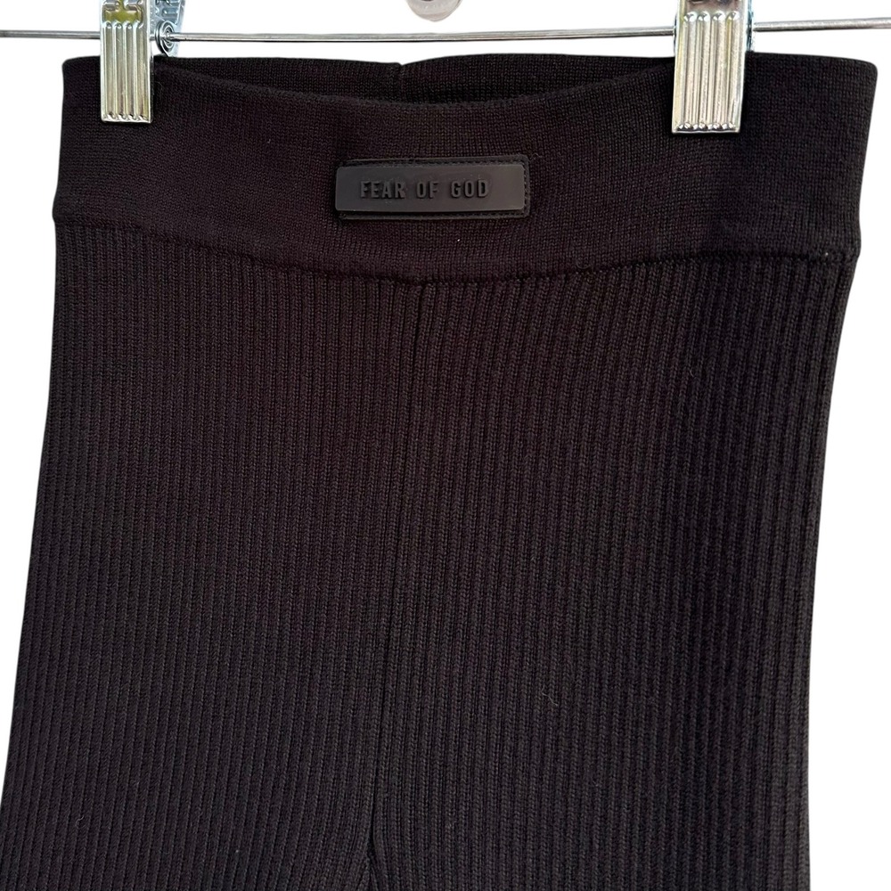 Fear of God Essentials Womens Black Ribbed Knit High Waisted Leggings XS